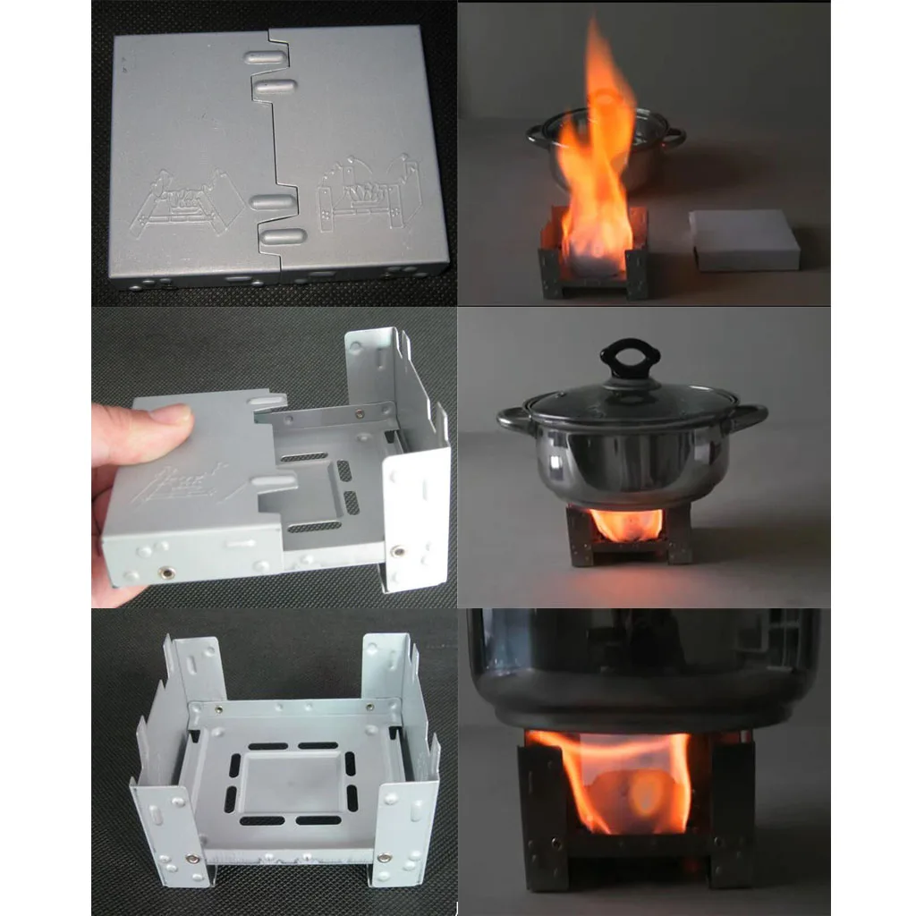 Portable Lightweight Outdoor Cooking Camping Foldable Solid Alcohol Burner Wax Stove