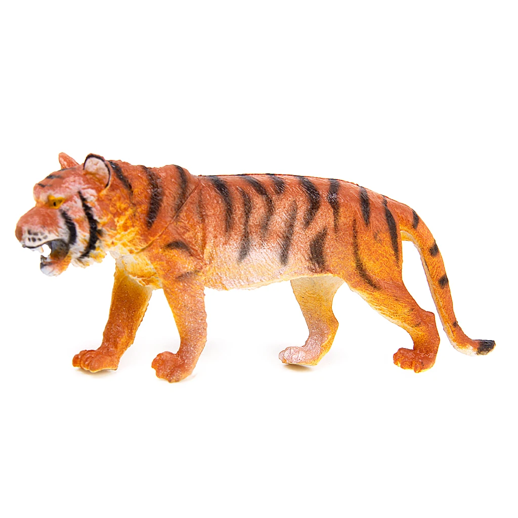6 Plastic Wild Animal Figures Toy Tiger Leopard Lion Giraffe Zebra Elephant Toys