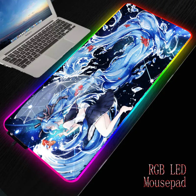 Mairuige Japanese Anime Girl Mouse Pad Large Computer RGB LED Mousepad 900x400 /300X600MM Big Mat Laptop Keyboard Desk | Компьютеры и