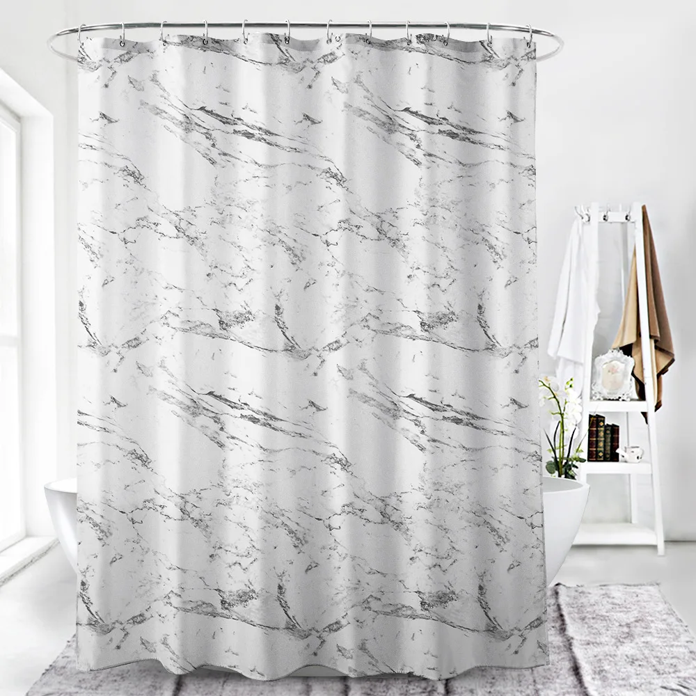 

Cross Border for 3D Digital Printing Marbling Shower Curtain Waterproof Polyester Cloth Bathroom Partition Curtain Customizable