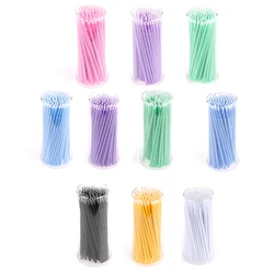 100Pcs Swab Applicator Micro Brush Eyelashes Extension Mascara Tools 13 Colors Embroidered cotton swabs grafting cotton sticks
