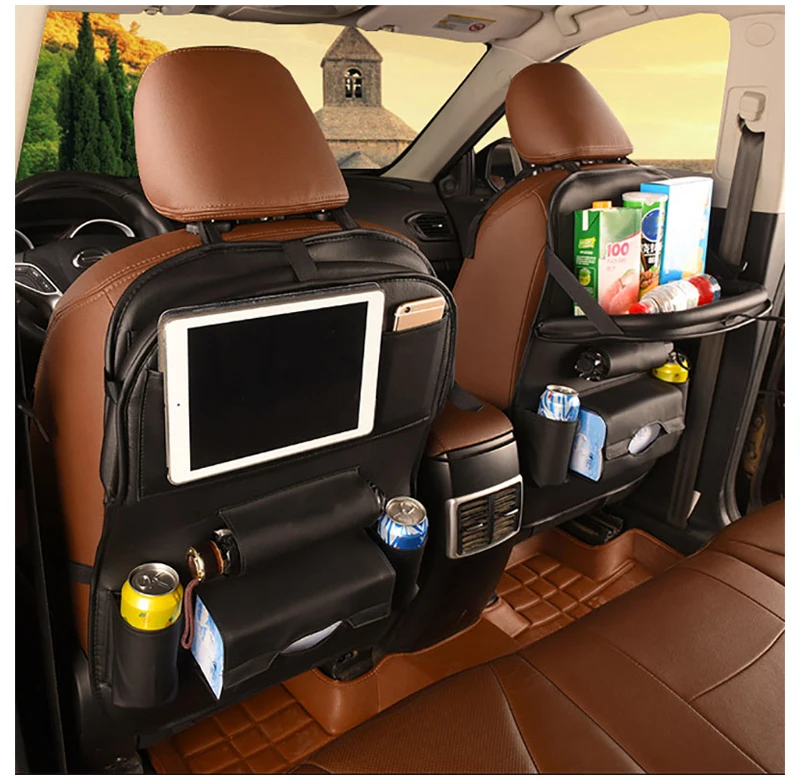 Car Seat Back Storage Bag Organizer Universal Travel Box Pocket Holder PU Leather Multi Pockets Bags Protector Auto Accessoires (8)