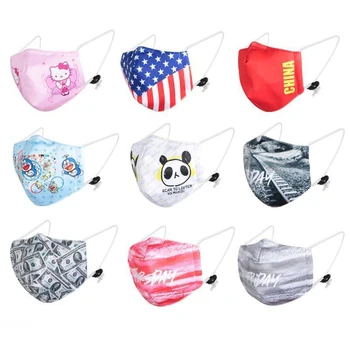 

Reusable Washable Adult Cartoon Print Face Mask with 1pc Free Filter Keep Health Mask PM2.5 Anti Dust Mouth Mask