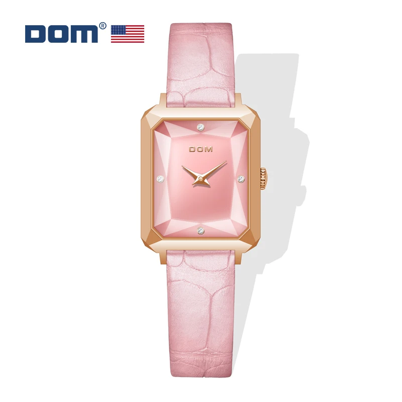 DOM Watch Ladies Fashion Casual Retro White small square plate ladies watch G-1370