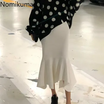 

Nomikuma Korean Style Corduroy White Skirt Women Solid Color Elegant High Waist Skirts Female Mid Calf Autumn New Faldas 3d152