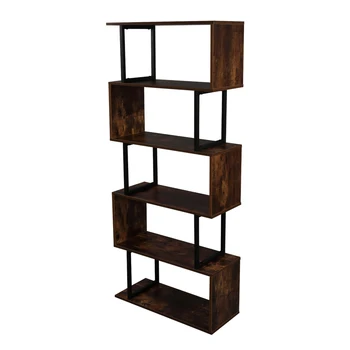 

Multilayer Metal Frame Bookcase Rack Storage Shelf Industrial Style Easy-Install for Living Room Narrow Bedroom Office[US-Stock]