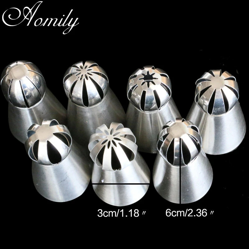 Amoliy 7Pcs Big Size Russian Pastry Icing Piping Torch Nozzles Decorating Tip Cake Cupcake Moldes Para Reposteria Bakery Tools