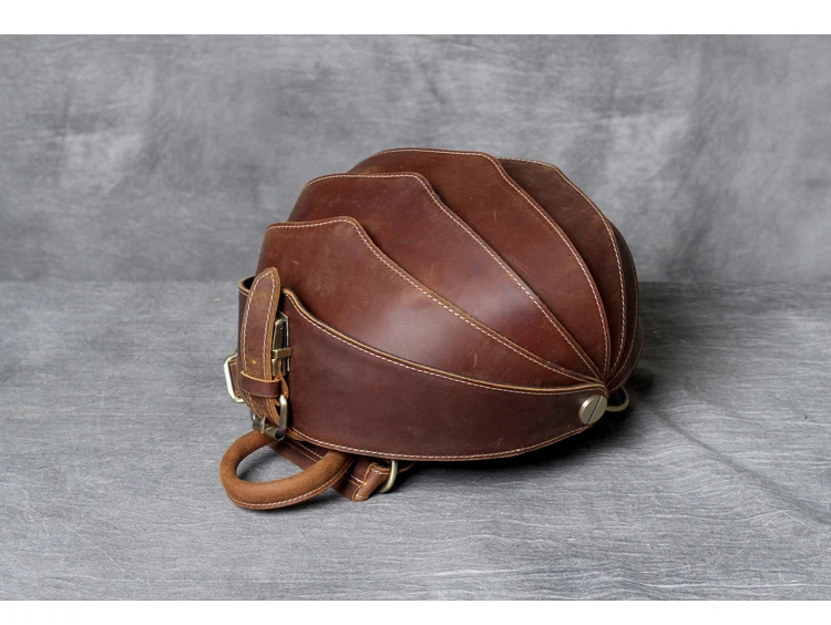 Light Brown(25cm) Ручной работы личность Жук кожаный рюкзак для обувь для мужчин и женщин Творческий верхний слой кожи рюкзак-панголин amazon - Цвет: Light Brown(25cm)