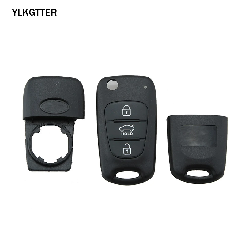 Чехол YLKGTTER с 3 кнопками для ключей автомобиля для hyundai I20 I30 IX35 I35 hyundai Kia Picanto Sportage K5 Flip Floding с держателем