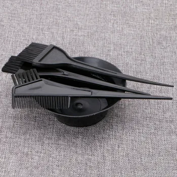 

4pcs/set Hair Dyeing Tool Black Plastic Hair Dye Brush And Hair Color Mixing Bowl Barber Salon Tint Hairdressing Styling Tools