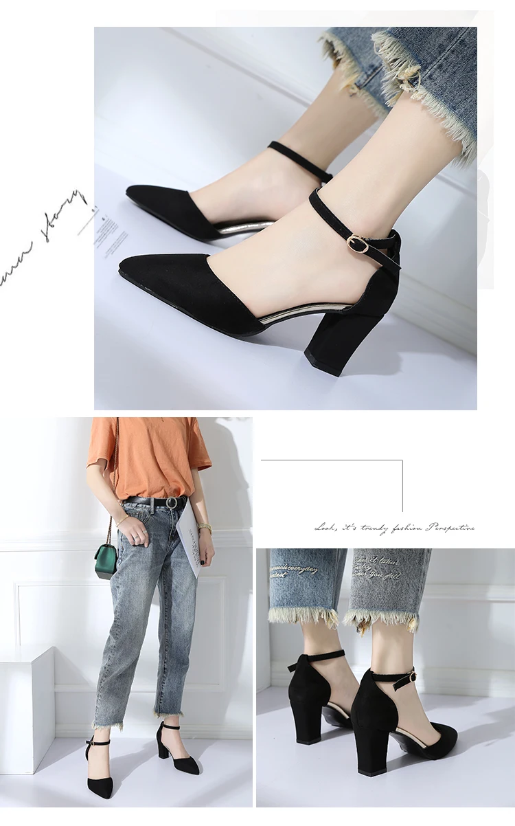 Fashion High Heels Women's 2022 Spring New Korean Style Versatile Closed  Toe Sandals Mary Jane Chunky Heel Pumps - AliExpress