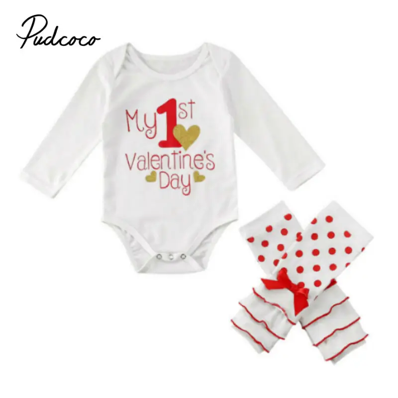 my first Valentine Clothes 2pcs Infant Baby Girls Outfits spring Long Sleeve Letter bodysuit leg Warmer Newborn |