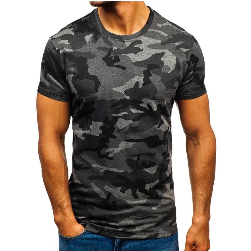Dark gray camouflage Морской Камуфляж пустыни обучение действиям в джунглях Камуфляж Камуфляжный костюм лагерь тренировочная Мужская футболка с короткими рукавами и камуфляжным принтом для девочек Футболка S-2XL - Цвет: Dark gray camouflage