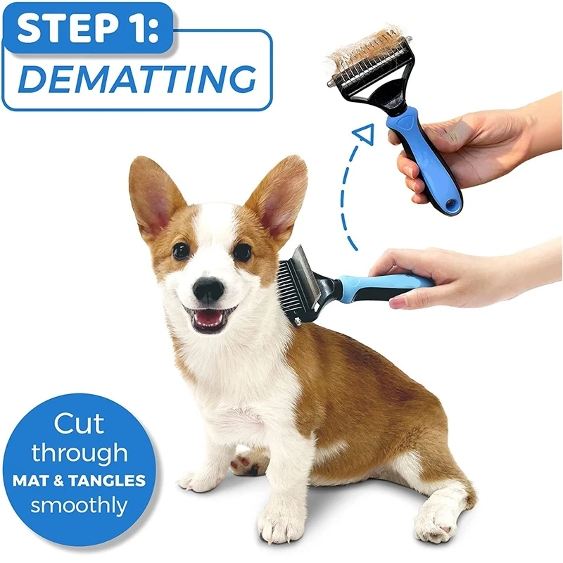 Pet Hair Brush Pet Grooming Cleaning Tool 2 in 1 Pet Shedding Tool Combining Open Knot Hair Removal Hair Comb Removal Comb For Cats Dogs