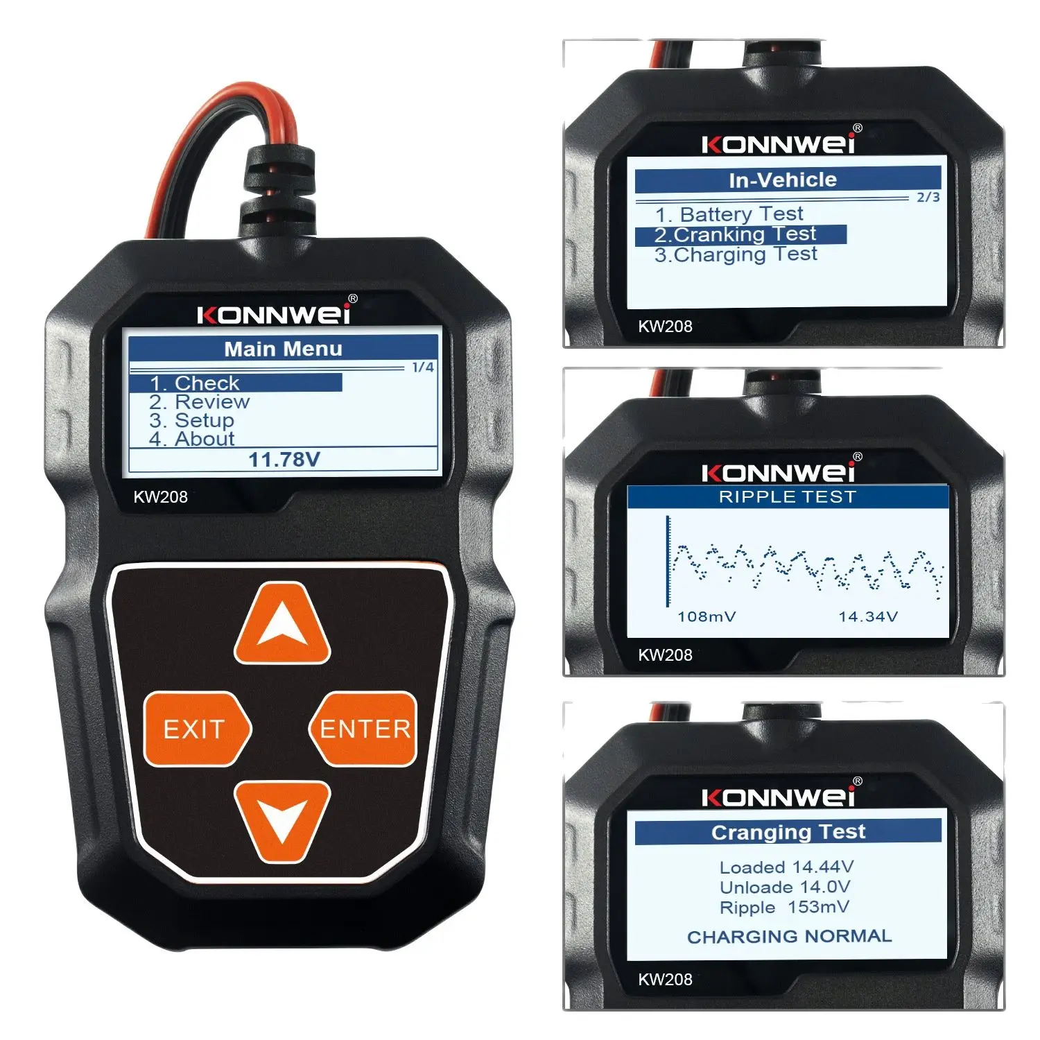 

KONNWEI KW208 Car Battery Tester Charger Analyzer 12V 2000CCA Voltage Battery Test Car Battery Tester Charging Cricut Load Tool
