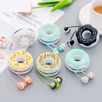 

Girlfriend child birthday gift cute creative donut wired headphones 3.5 mm in-ear stereo with microphone for iPhone Xiaomitablet