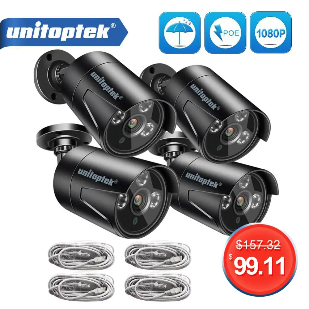 

Only 4Pcs 2MP Bullet POE IP Camera Outdoor The 4X HD 1080P IP Cam 4mm IR 20M Night Vision Video Surveillance System Kits XMEye