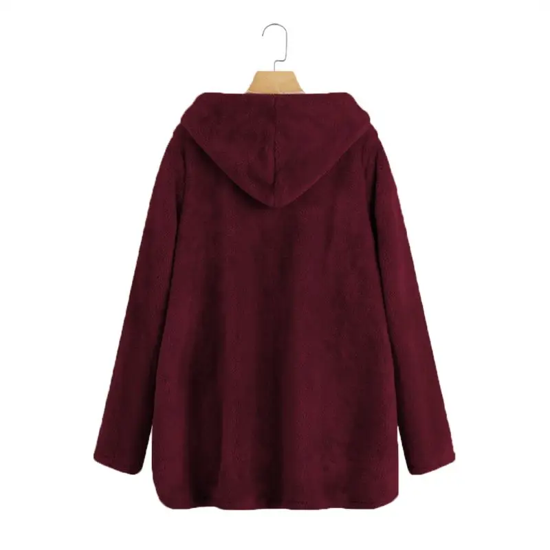 Women Winter Coat Casual Oversized Loose Fluffy Fur Fleece Cozy Women Parkas Warm Long Sleeve Zipper Hooded Female Coat Outwear