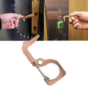 

Handle Key Safety Door Opener EDC Door Opener With keychain Antimicrobial Door Portable Press Elevator Open Door Tool