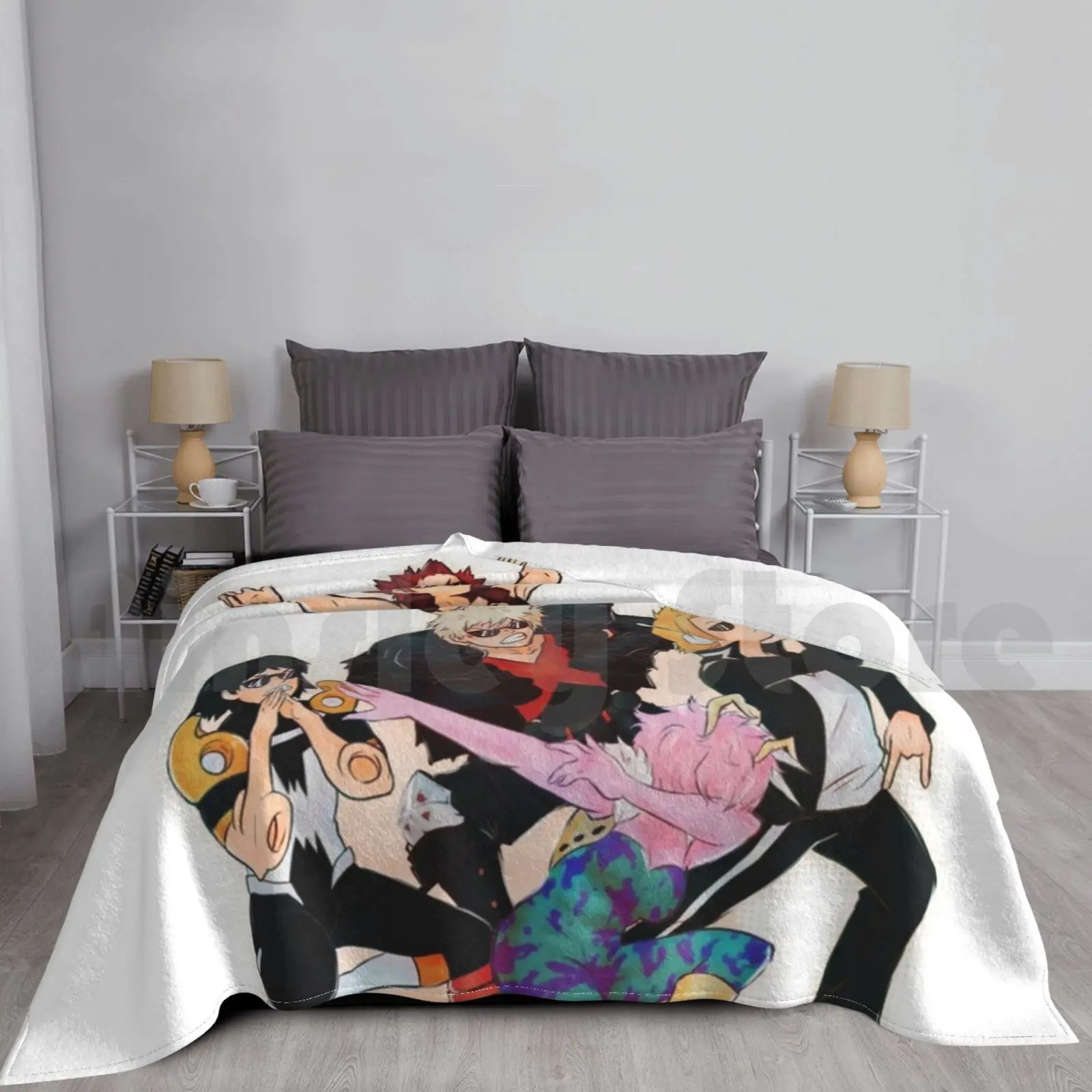 Memesquad Coperta Semi-Tono Per Divano Letto Da Viaggio Bakusquad Bakugo Katsuki Bnha Mina Ashido Denki Kaminari Arono