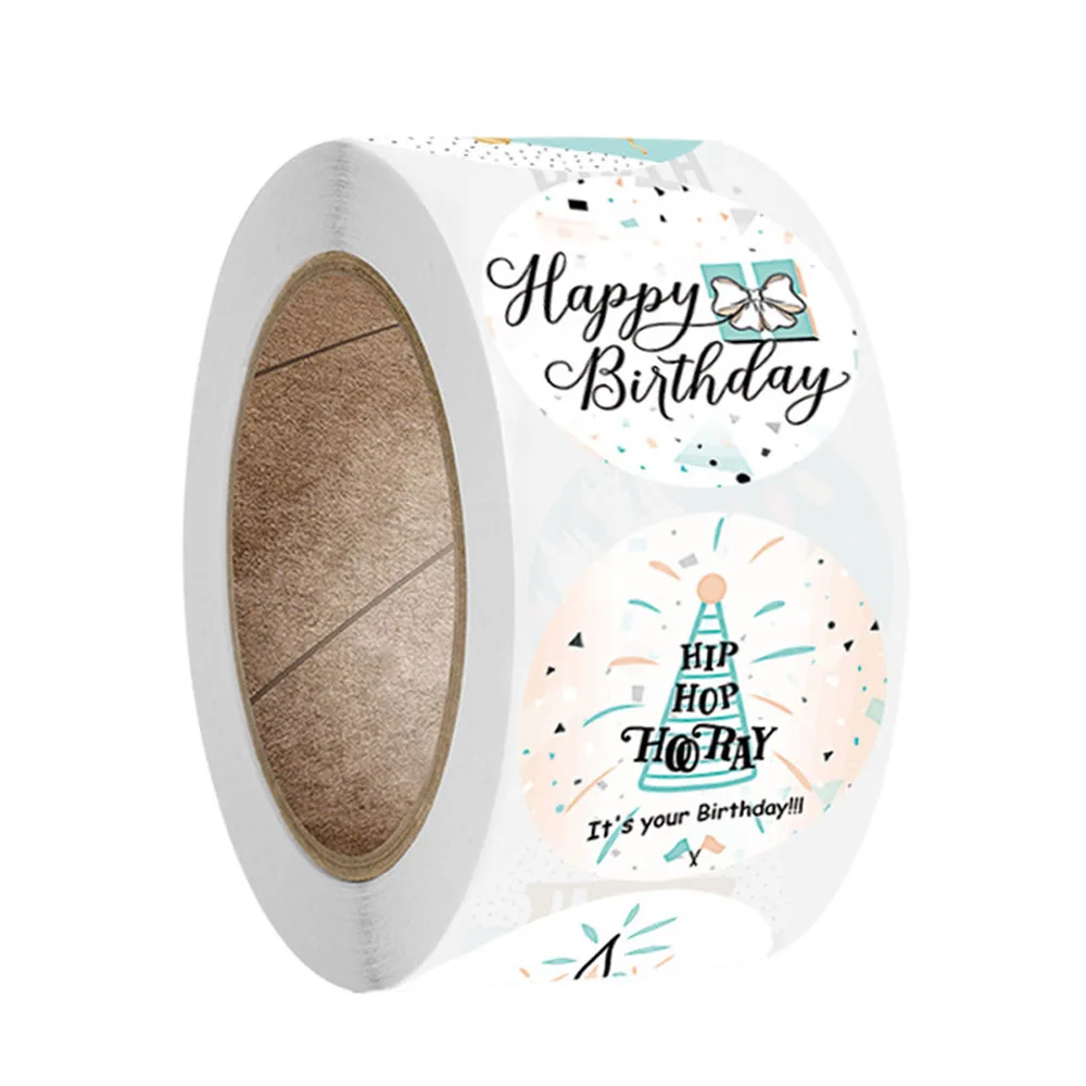 50-500pcs round happy birthday handmad sticker sealing sticker vintage DIY gift stickersdhesive Christmas stationery decorative stickers stationery stickers adhesive stickers