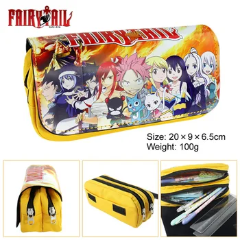 

Anime Fairy Tail Canvas Pencil Case Women portable travel Cosmetic bag Student Zipper penbag Cartoon Makeupbag Stationery Gift