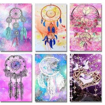 

5d Diy Diamond Painting Dream Net Catcher Cross Stitch Diamond Mosaic Embroidery Handicraft Scenery Wall Sticker Kids Room Decor