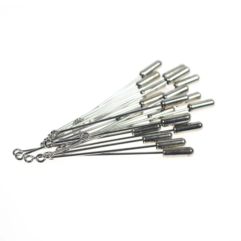 20pcs 50/70mm Safety Long Brooch Pins Gold Silver Bronze Loop Eye Brooch Pin with Cap Stopper for DIY Jewelry Making Findings