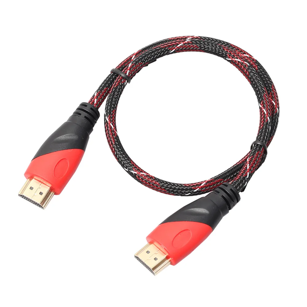 HDMI кабель высокоскоростной HDMI кабель позолоченное соединение с красной, черной и белой сеткой 1080 P, 0,5 м, 1 м, 1,8 м, 3 м, 5 м
