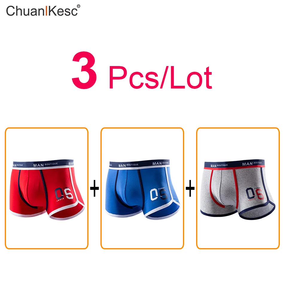 3 pcs/lot New Men's Boxers Comfortable Cotton Personalized Sports Digital Underwear Running Exercise Fitness Breathable Shorts