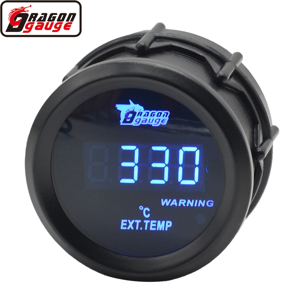 52mm Blue LED backLight Car Racing Modification Digital Exhaust Gas 200~13000 CelsiusTemperature Meter With Sensor