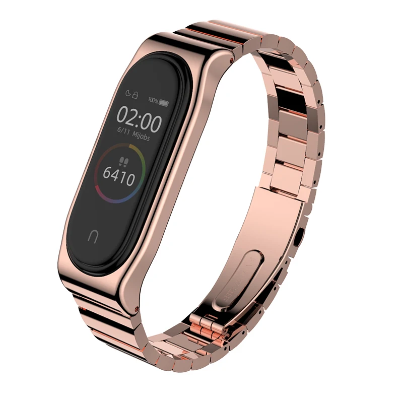 Mi band 4 ремешок для Xiaomi mi и 3 металлический браслет Смарт Безвинтовой из