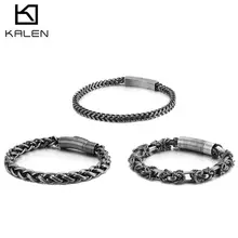 KALEN, Ретро стиль, матовая нержавеющая сталь, звеньевая цепочка, браслет, мужская, бохо, 21 см, 22 см, ручная цепочка, Pulsera Masculina, ювелирные изделия