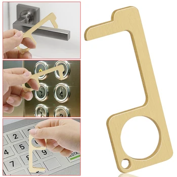 

Portable EDC Door Opener Anti Bacteria Epidemic Virus Prevention Contact Isolation Press Elevator Tool Door Handle Key