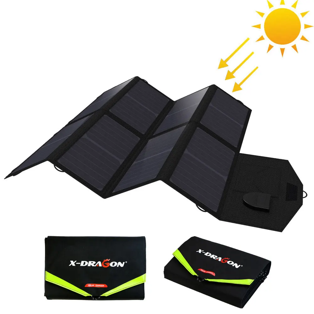 US $121.99 XDRAGON Original Solar Panel Charger 40W Dual USB And DC Output Solar Charge For IPhone IPad Huawei Samsung Lenovo Dell Acer