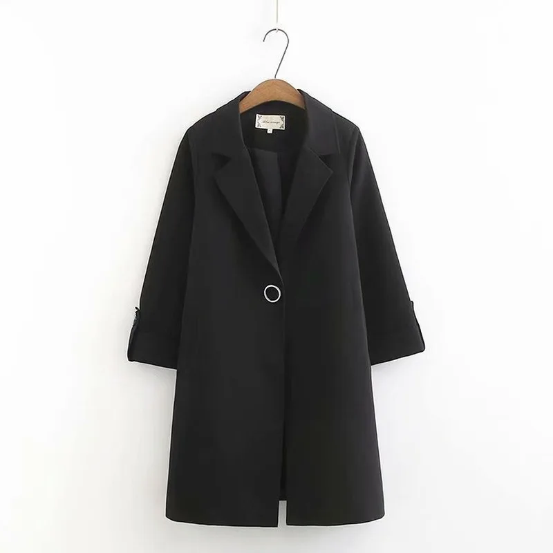 Размера плюс XL-4XL женская черная офисная одежда осень зима плащ s одежда оверсайз пальто для женщин