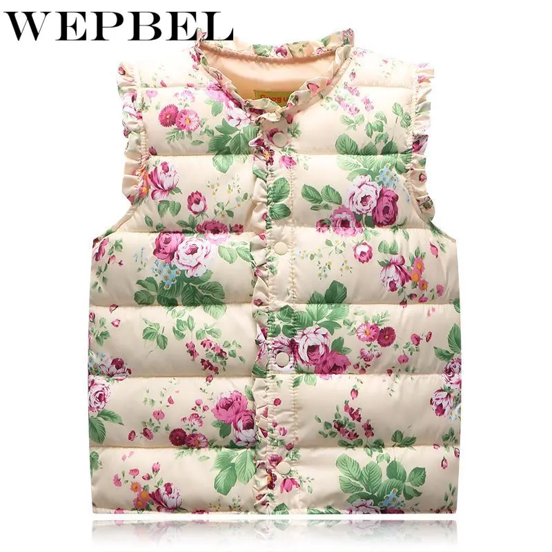 WEPBEL/детское пуховое пальто на весну-осень жилет для девочек хлопковый теплый жилет детский жилет с рисунком пальто с героями мультфильмов