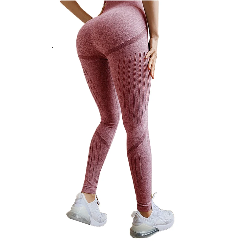 10 шт./лот,, Бесшовные женские штаны для йоги, эластичные колготки с высокой талией, спортивные штаны, пуш-ап, для бега, спортзала, фитнеса, леггинсы - Цвет: pink