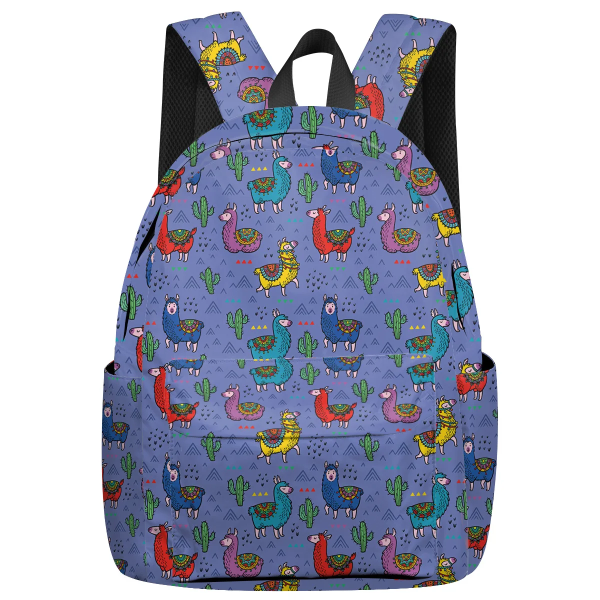 

WHEREISART Alpaca Cactus Animal Cartoon Cute Purple Backpacks Senior High School Student Computer Backpack Notebook Backpack