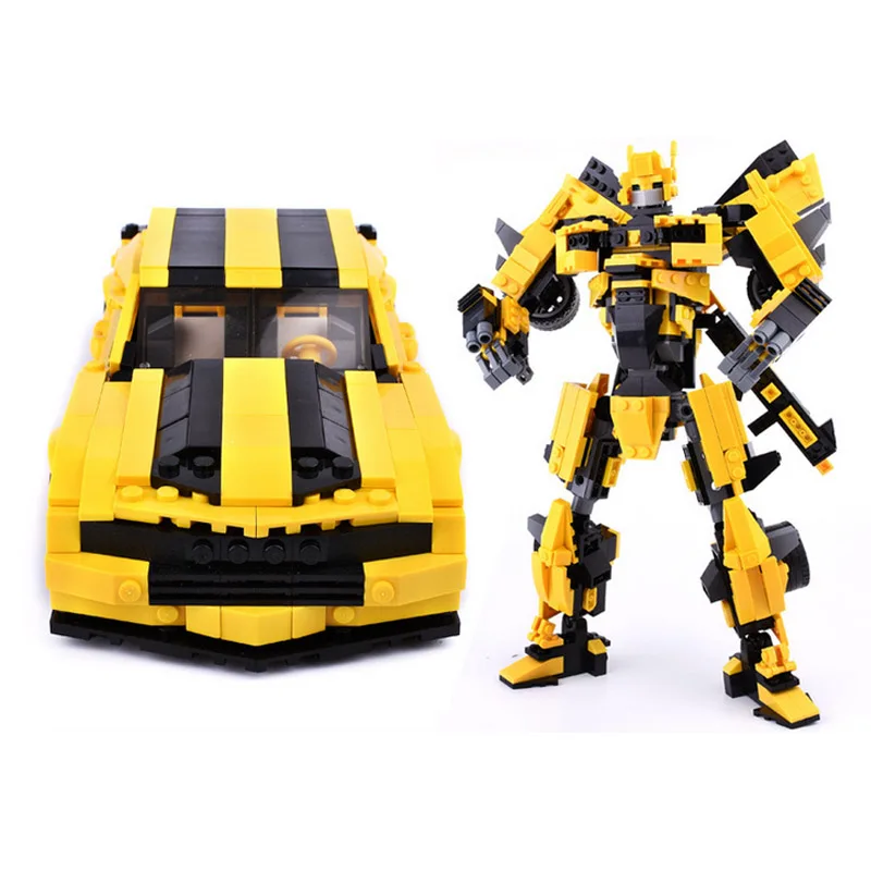 

584 pcs New Version 2-in-1 Transformation Robot Bumblebee Yellow Car Building Blocks Sets Educational Hot Toys for Children