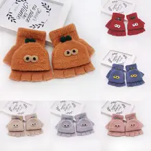 Теплые зимние Лоскутные рукавицы для маленьких девочек и мальчиков; перчатки с рисунком кота из мультфильма для детей 2-4 лет