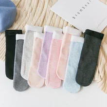 1 пара новых зимних женских теплых носков домашние плотные одноцветные носки для сна