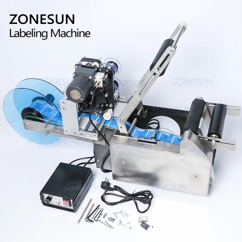 ZONESUN TB-YL50D полуавтоматическая этикетка аппликатор медицина этикетировочная машинка для круглых бутылок с датой принтер самоклеющиеся этикетки