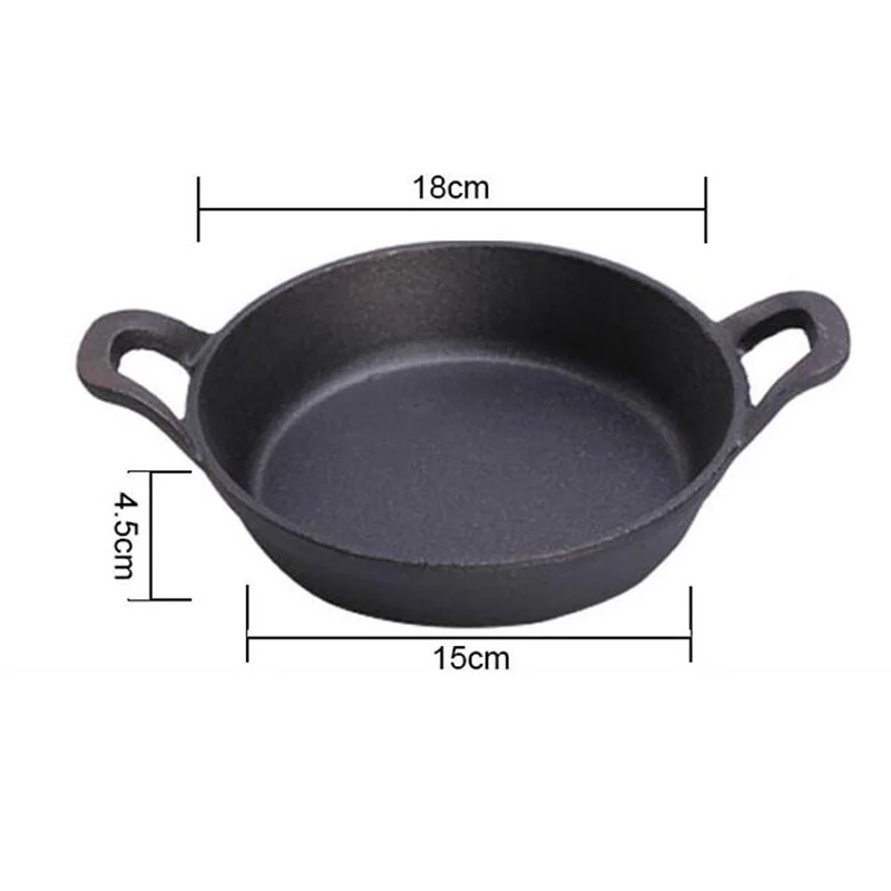 18cm Frying Pan Cast Iron Skillet Non Stick Pan No Smoke Cookware Fried Meat Egg General Use For Gas And Induction Cooker - Цвет: Черный