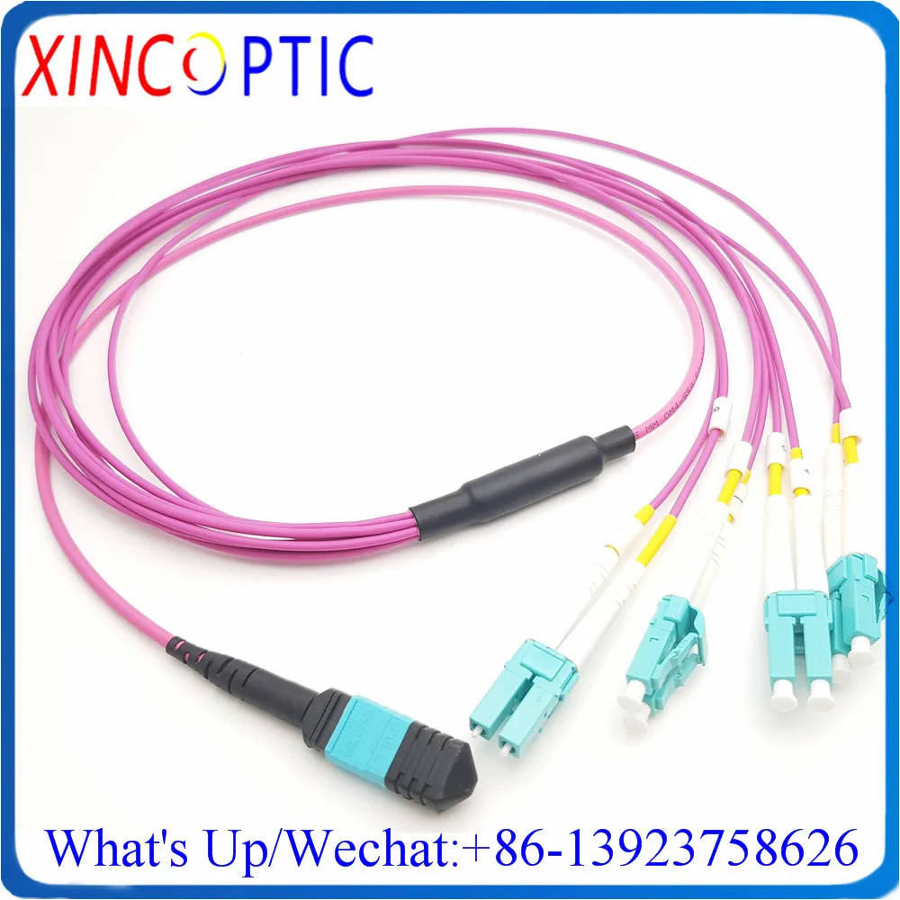 

Female/Male MPO-LC Uniboot OM4 50/125 8F Fiber Optic Patch Cord Cable, 8Cores 3M(2M+1M) Multimode OM3 40G Fibre Jumper