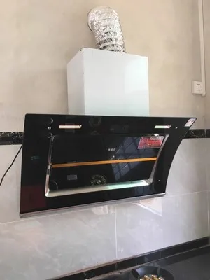 Dual-motor Range Hood Side Suction Automatic Cleaning Range Hood Kitchen Somatosensory Control Large-screen Digital Display