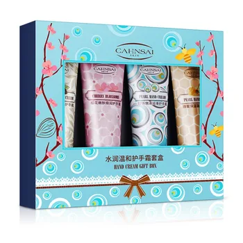 

4pcs Hand Cream Set Moisturizing Smooth Fine Lines Brighten Skin Color Anti-drying Hand Cream Kit Nourishing Skin k7