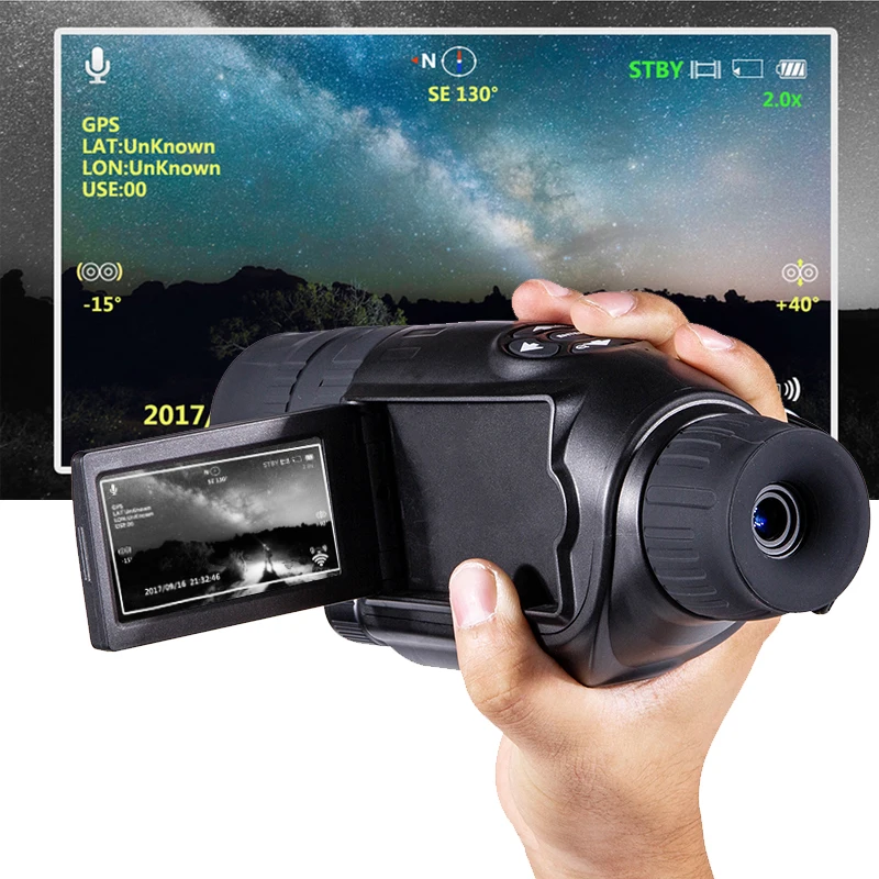 

2019 New Infrared Digital Night Vision 5-20X Zoom Magnification Monocular Telescope with External LCD Screen for Night Hunting