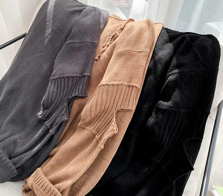 Pull homme худи на шнурке свитер для мужчин с длинным рукавом полые мужские свитера-худи Повседневный вязаный женский пуловер для мужчин