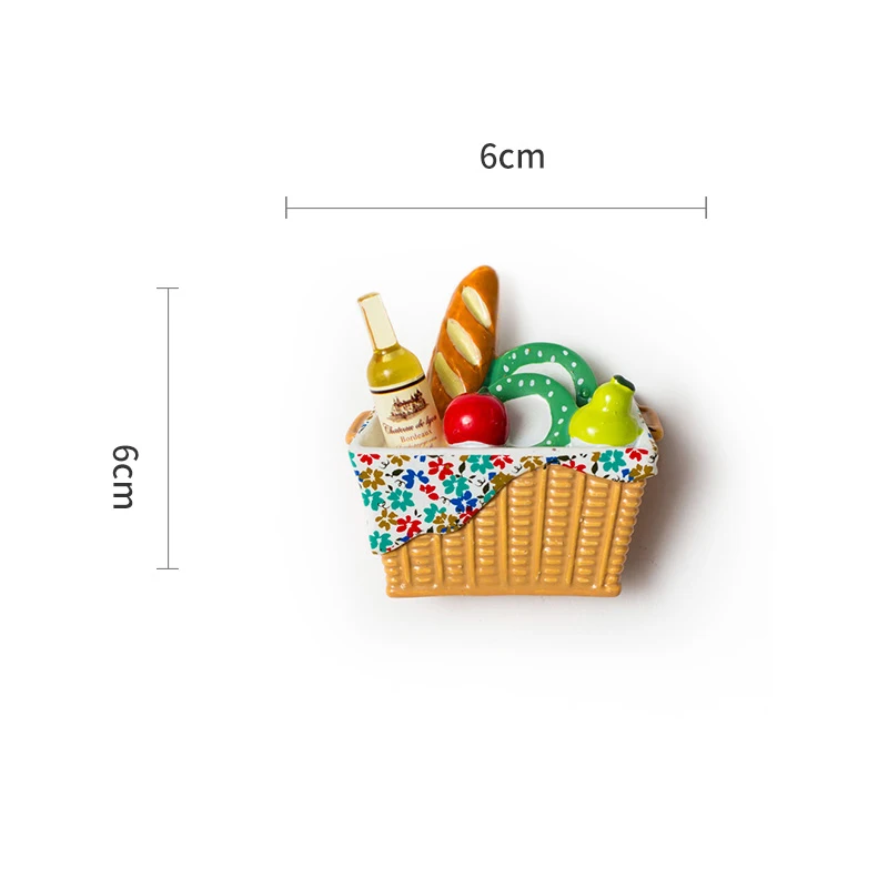 wine basket3 Мультфильм холодильник для пищи паста магнит украшение творческая личность 3D милый холодильник магнит Магнитная сила сообщение паста - Цвет: wine basket3